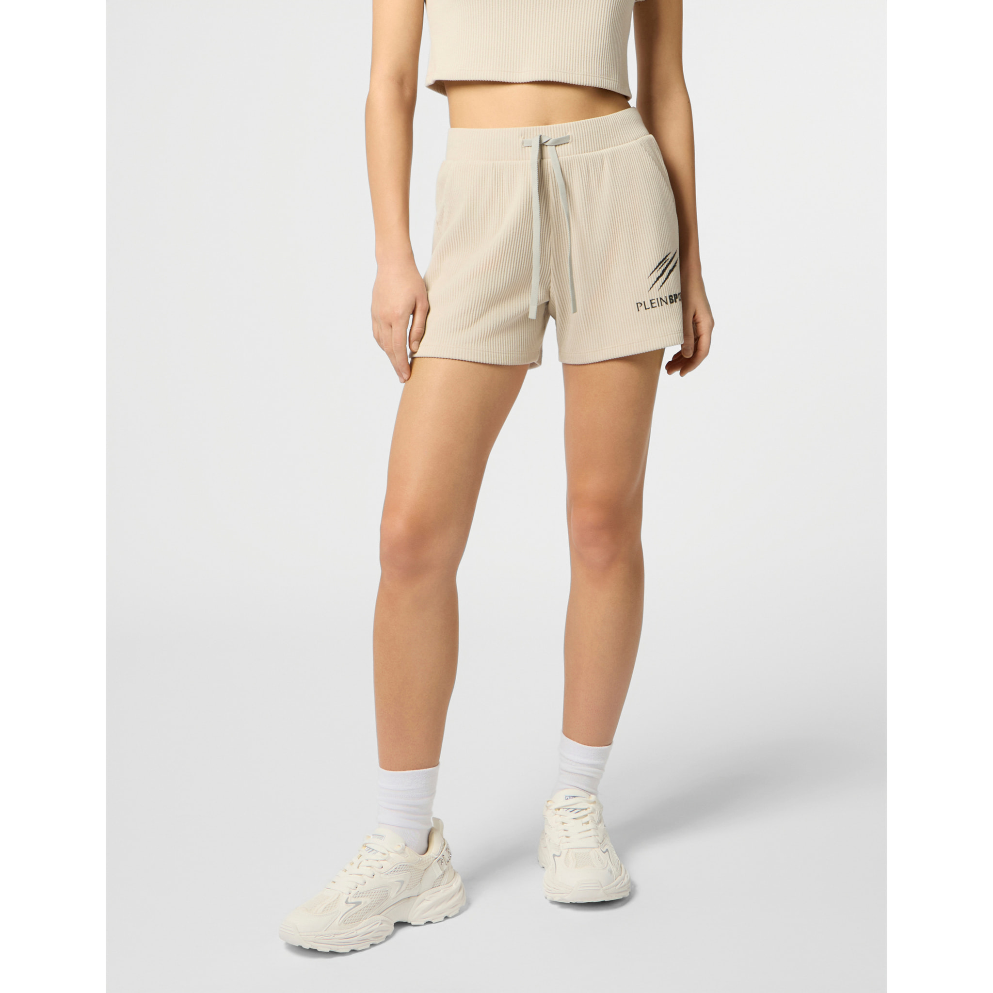 PLEIN SPORT Ribbed Loose Fit Shorts Scratch