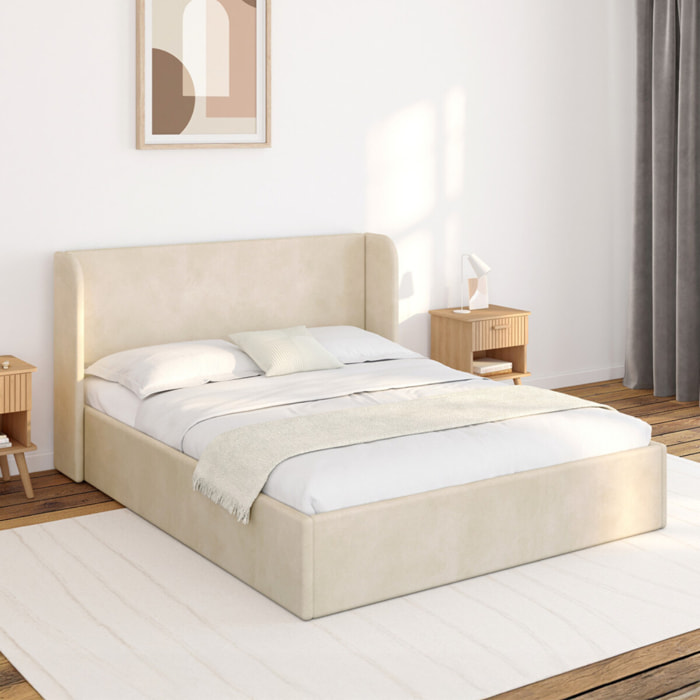 Lit coffre Lucia 140x190cm velours beige