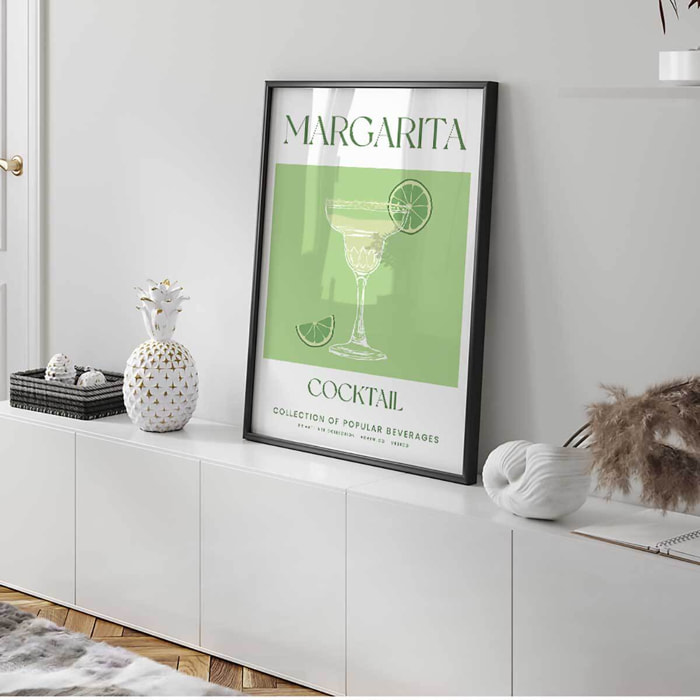 Affiche encadrée Margarita vert pastel Affiche + cadre en métal - Noir