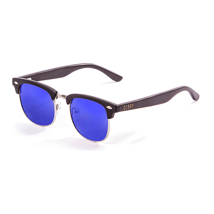 Gafas de sol OCEAN REMEMBER - De brazo negro de bambú con montura negro mate / Revo azul