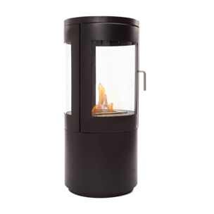 Estufa de etanol diseño de torre en acero negro con puerta de cristal templado BESTFIRE VIEW PURLINE