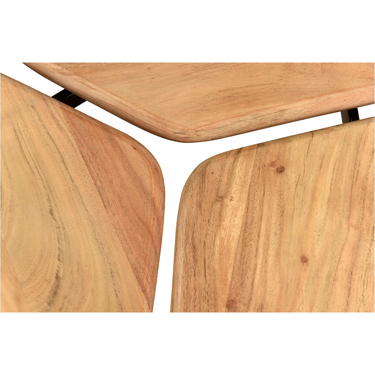 Table basse 3 plateaux bois massif et métal noir L95 cm SUZANE