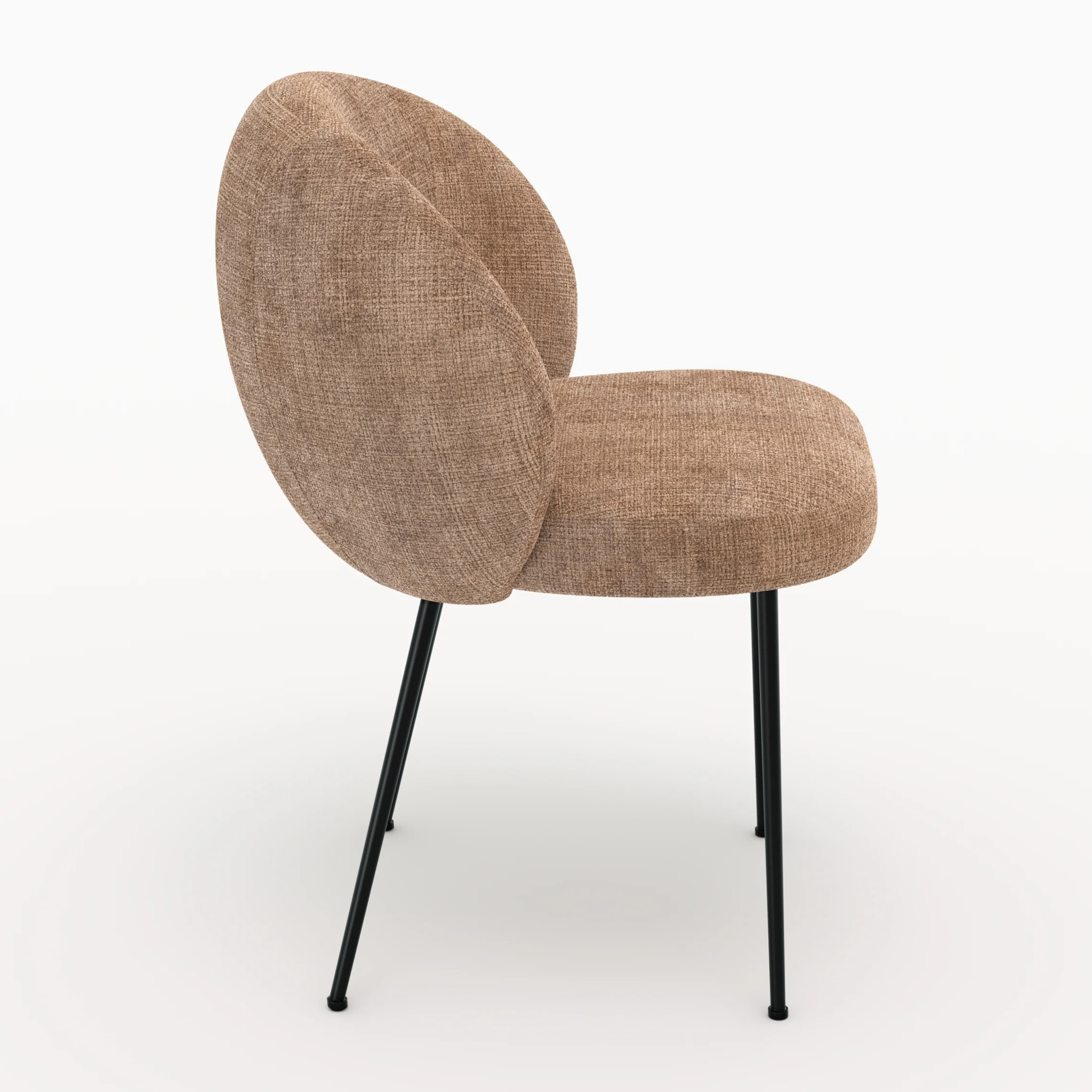 Chaise en velours chenillé marron glacé et métal noir - Bloomy