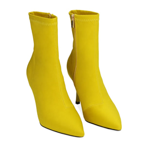 Ankle boots gialli in lycra, tacco 8,5 cm