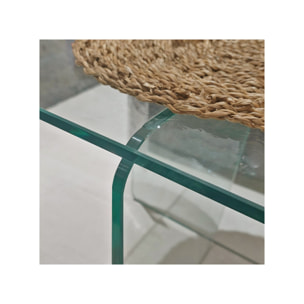 Table basse carrée en verre trempé transparent - BENT