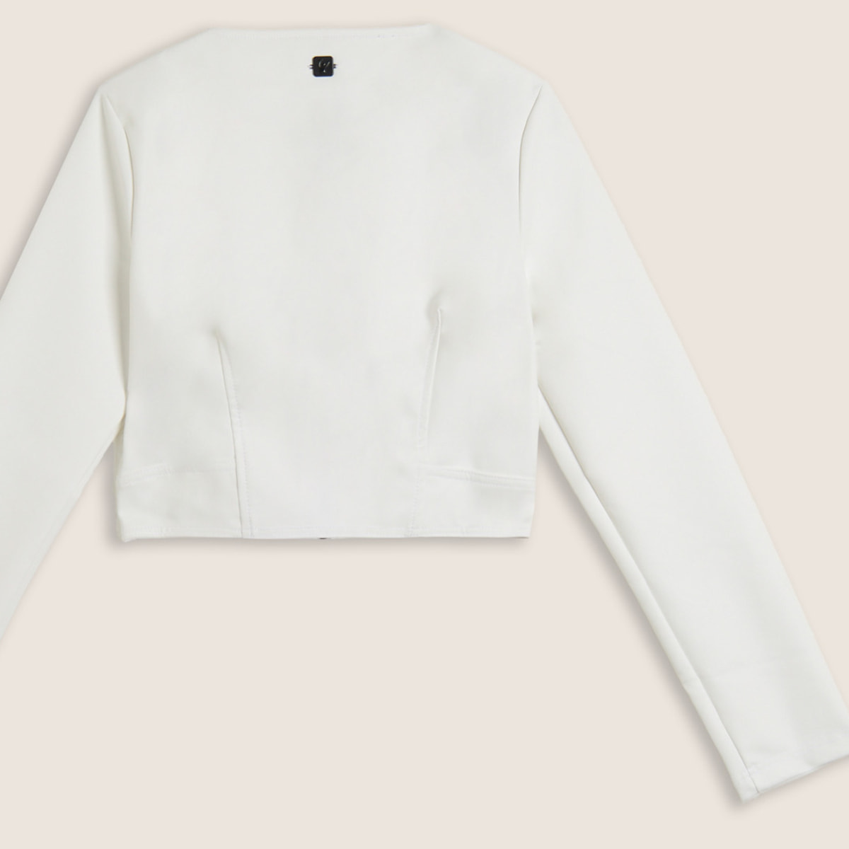 Giacca cropped in similpelle con zip in metallo