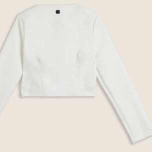 Giacca cropped in similpelle con zip in metallo