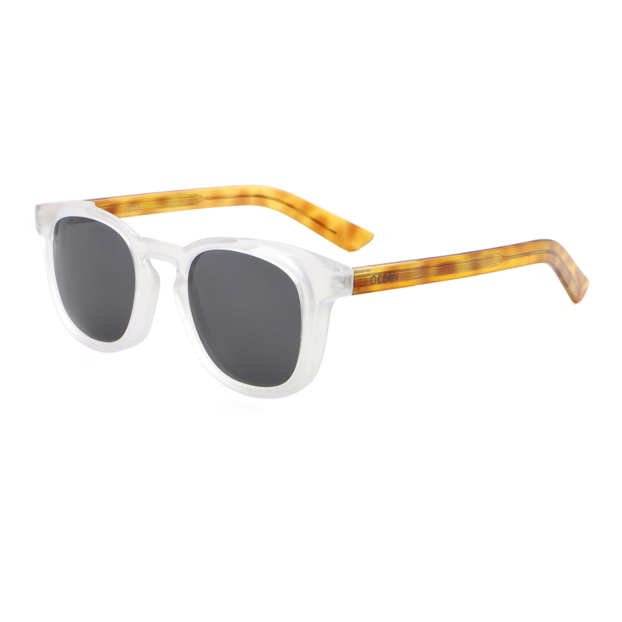Gafas de sol OCEAN CASSIS - Blanco transparente mate con patillas en carey y / Ahumada