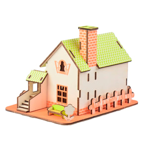 Puzzle 3D in legno. Casa con melo. 44 pezzi.