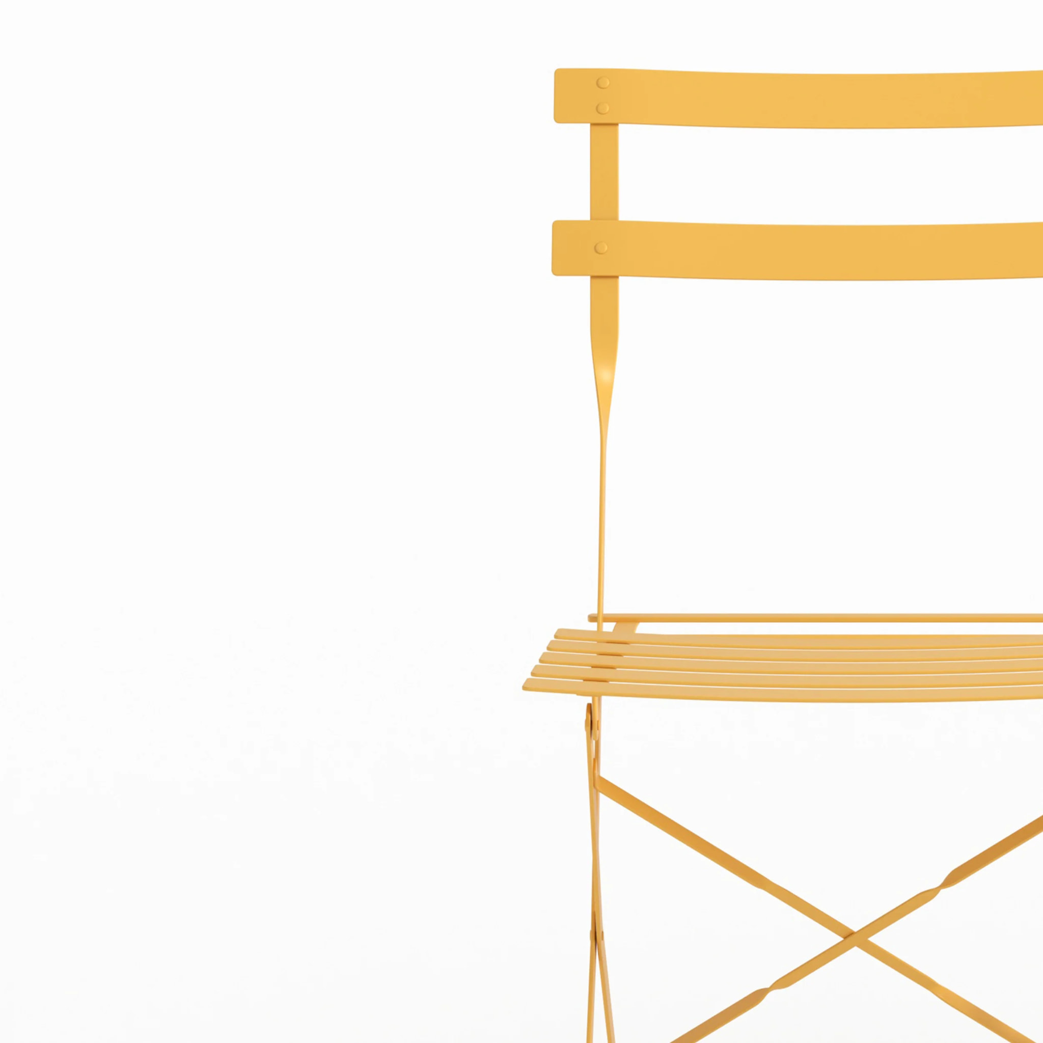 Lot de 2 chaises de jardin en métal jaune beurre, pliantes - Kayla