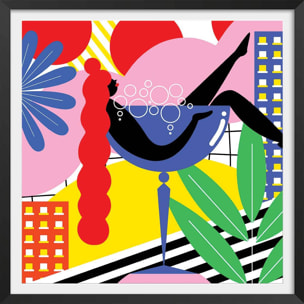 Affiche cocktail farniente Affiche + cadre en bois - Noir