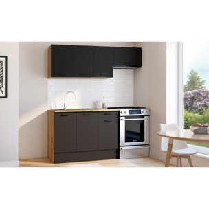 Ensemble de cuisine Allegra 180cm - Bois - Noir