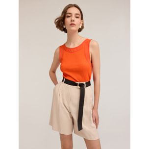 Motivi - Top con bordes de georgette - Naranja sol