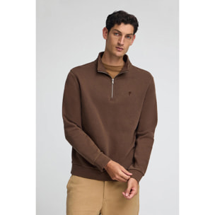 Sudadera marrón oscuro de media cremallera y efecto lavado con logo Rigby Go