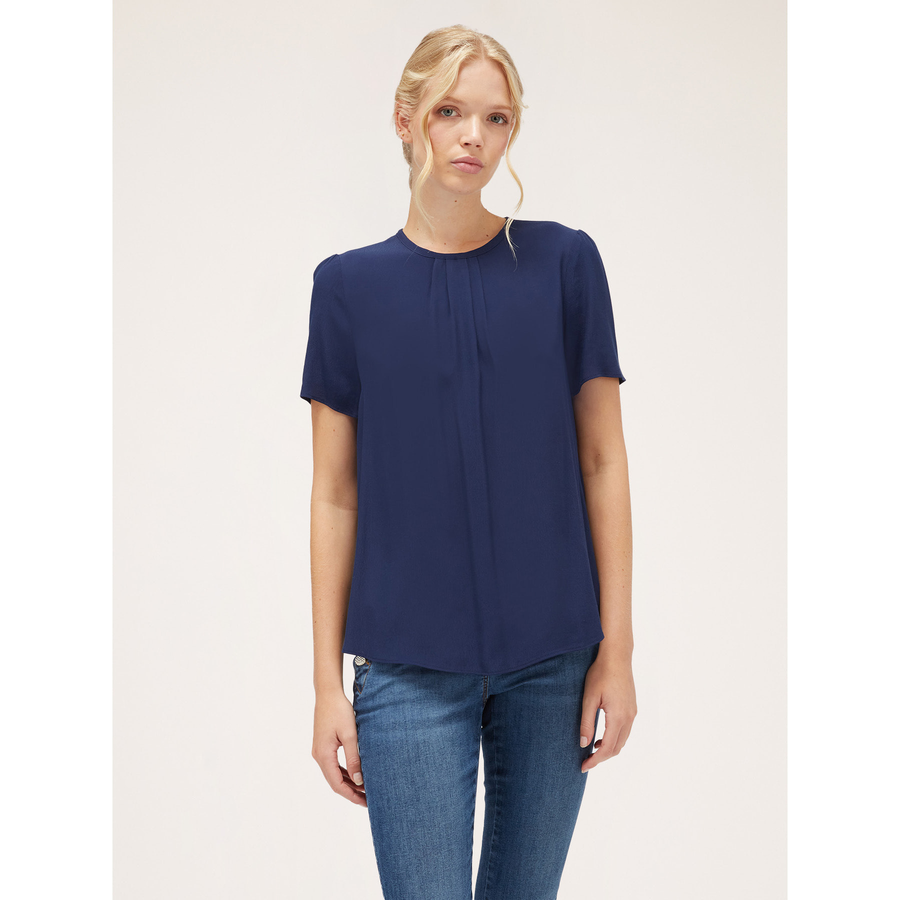 Motivi - Blusa vaporosa con pliegues - Azul