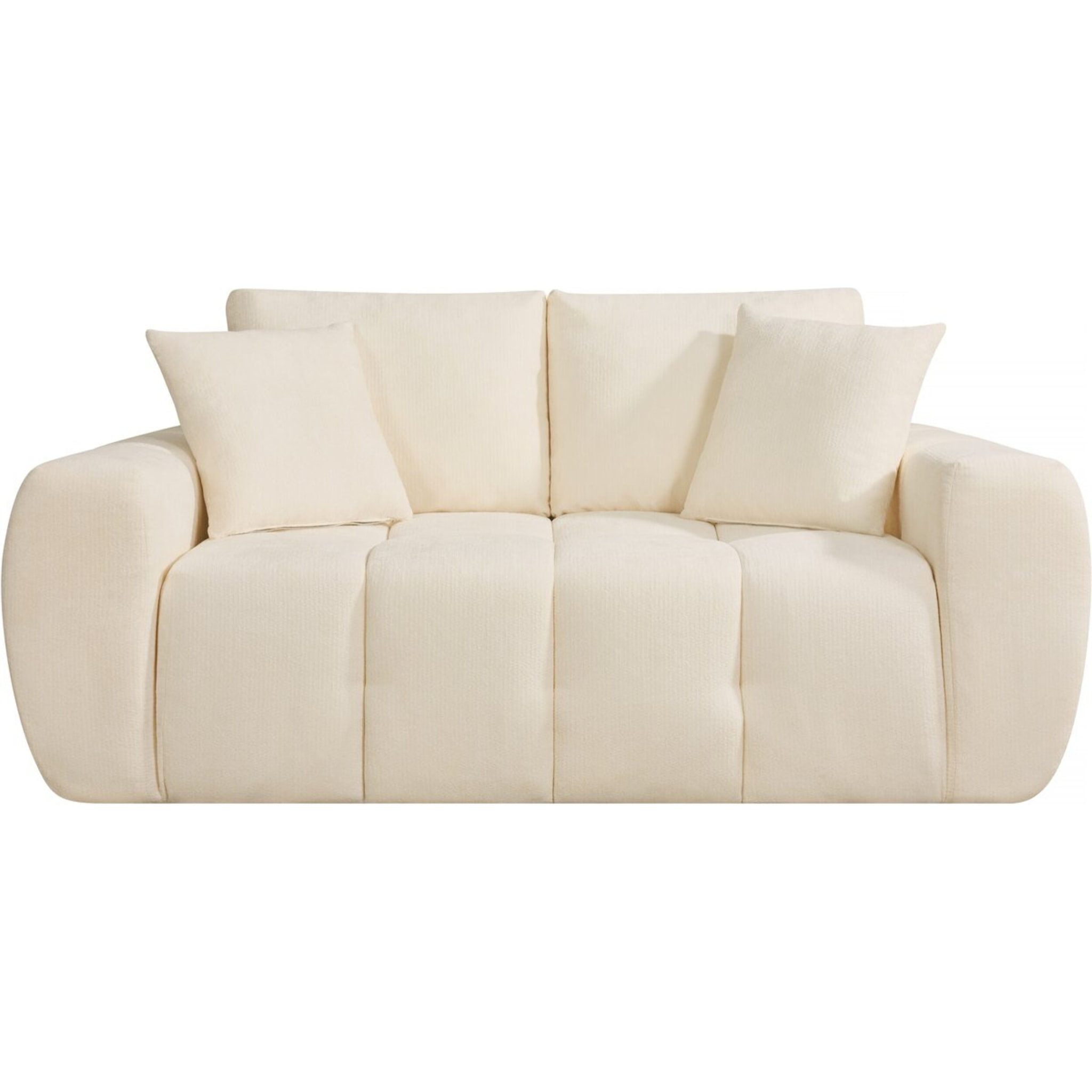 Canapé droit en tissu style bubble "Léonie" - 2 places - Beige