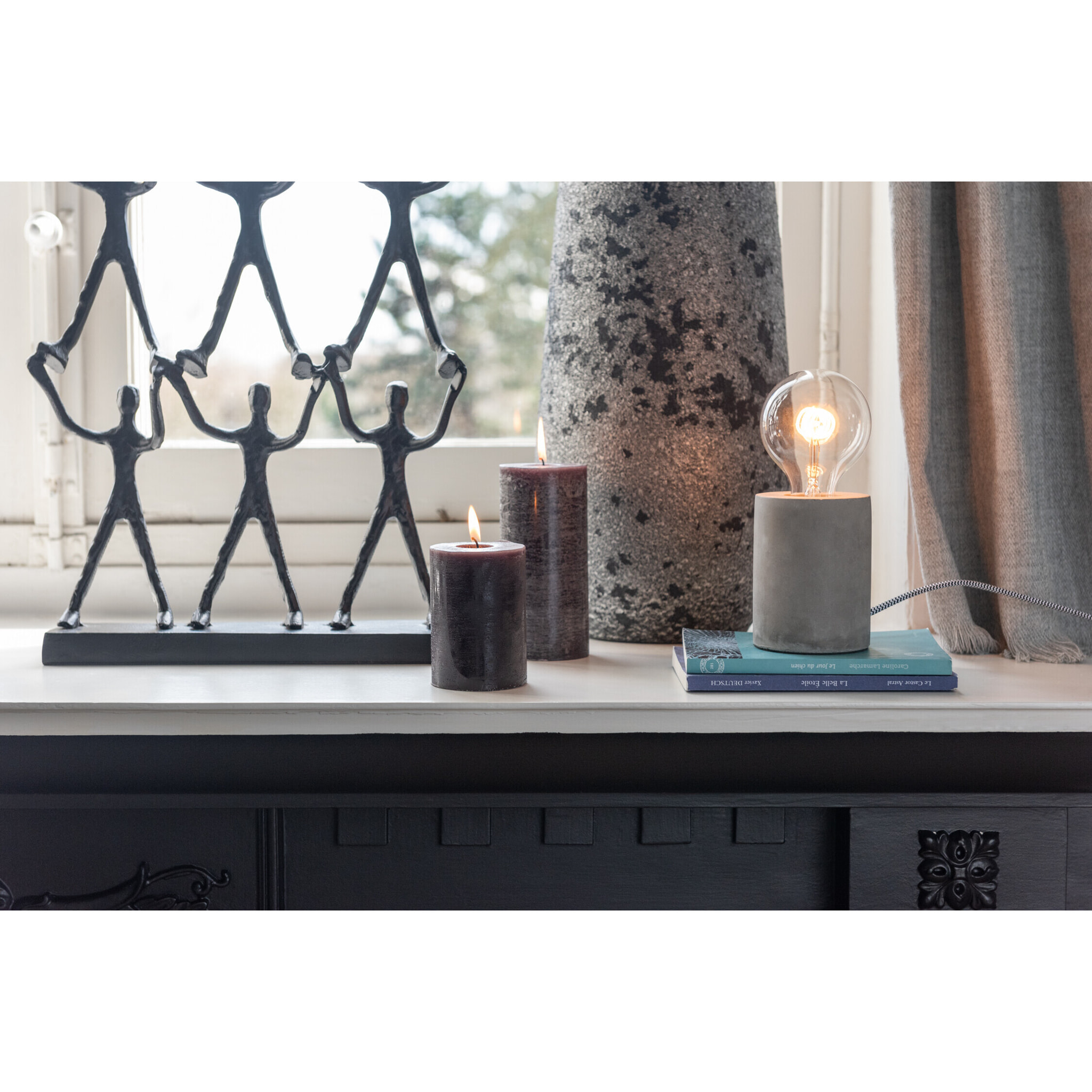 J-Line bougie cylindrique Granit - large - 52H - 6 pcs