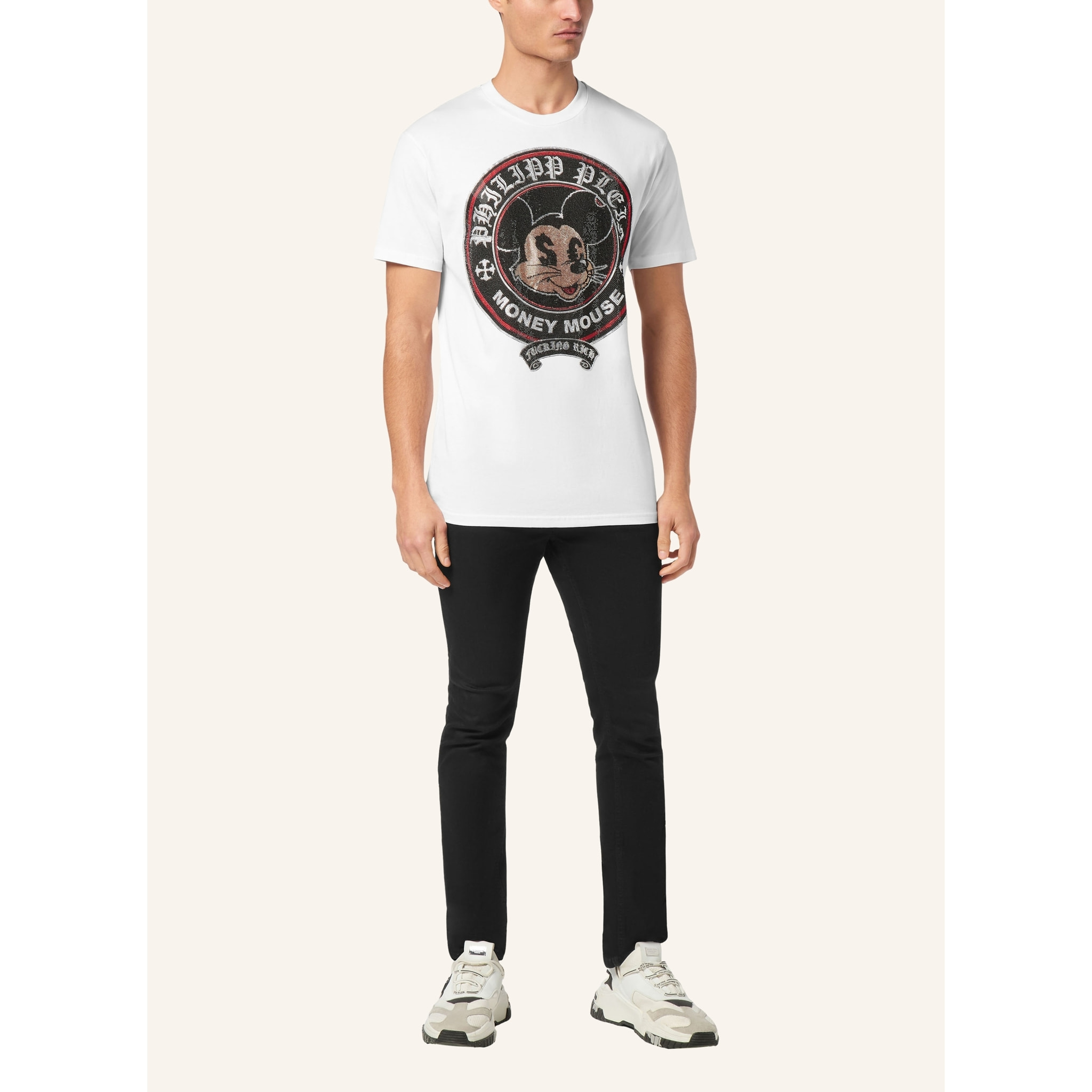 PHILIPP PLEIN Camiseta de cuello redondo y manga corta MONEY