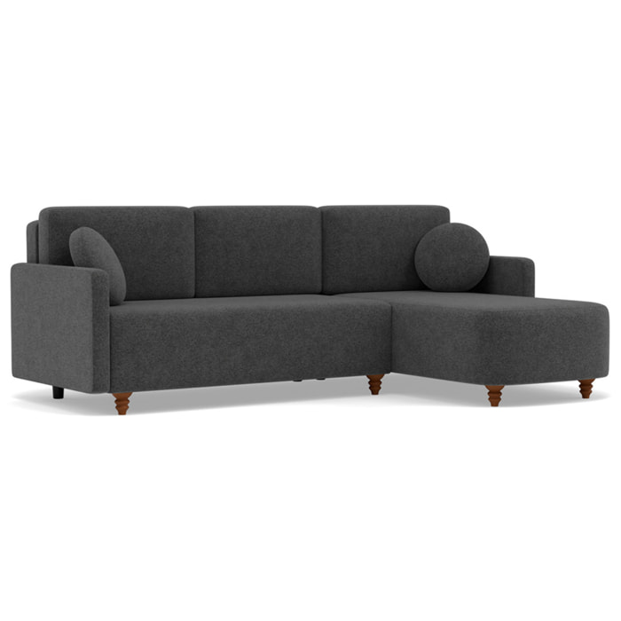 Calypso - canapé d'angle réversible 4 places convertible avec coffre en tissu - Gris Anthracite