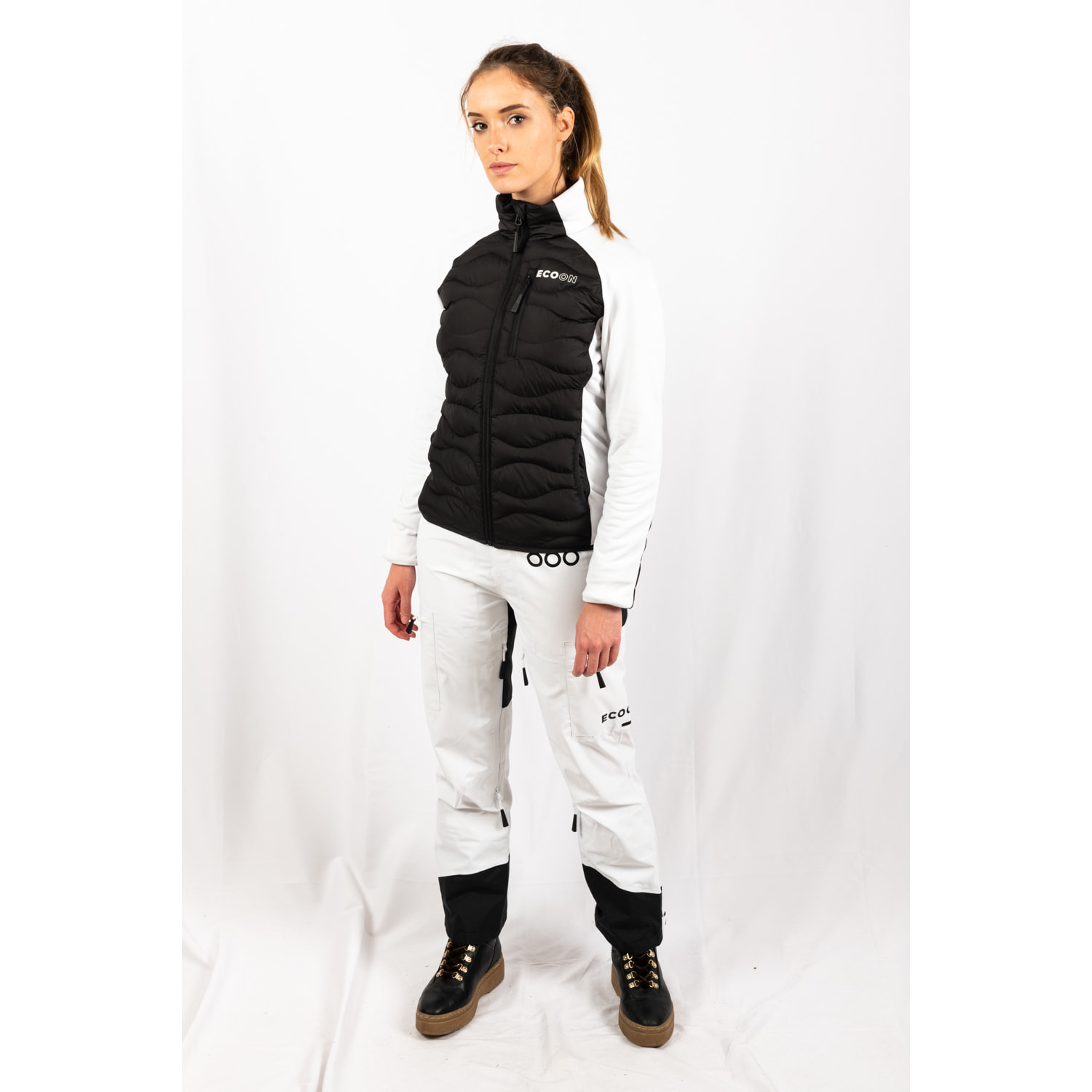 Giacca isolante ibrida ECOActive da donna di ECOON - Nero / Bianco