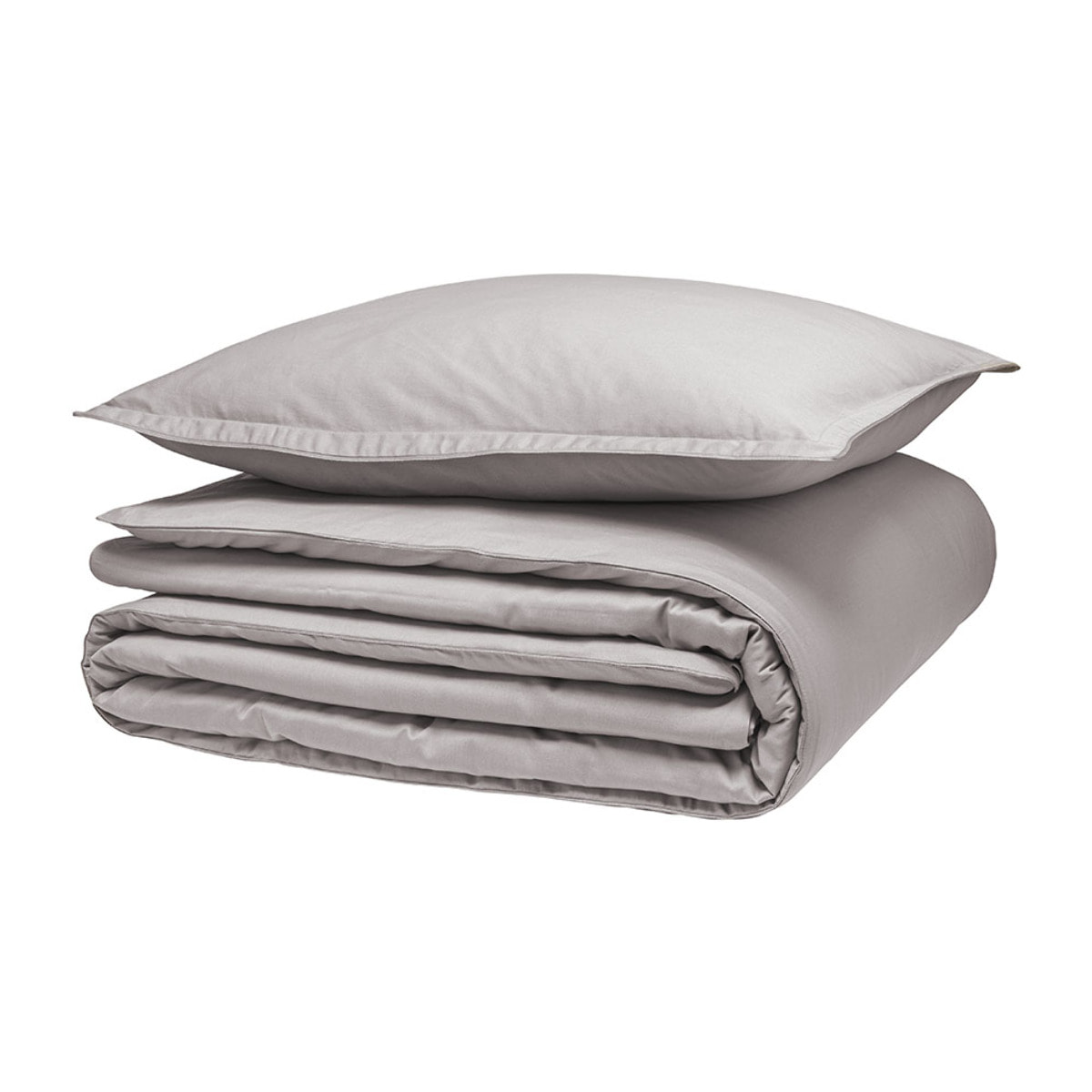 Parure de lit unie en satin de coton bio, taies carrées, TEOPHILE, Beige Lune