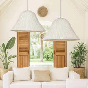 Suspension en feuilles de palmier blanche 40cm MAA