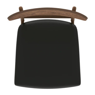 Lot de 2 chaises en cuir synthétique noir et bois foncé - Lana