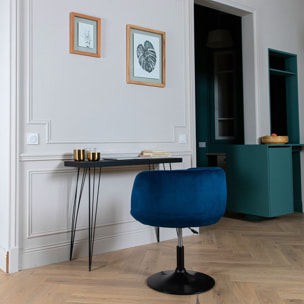 Tabouret de bar en velours bleu NOLAN