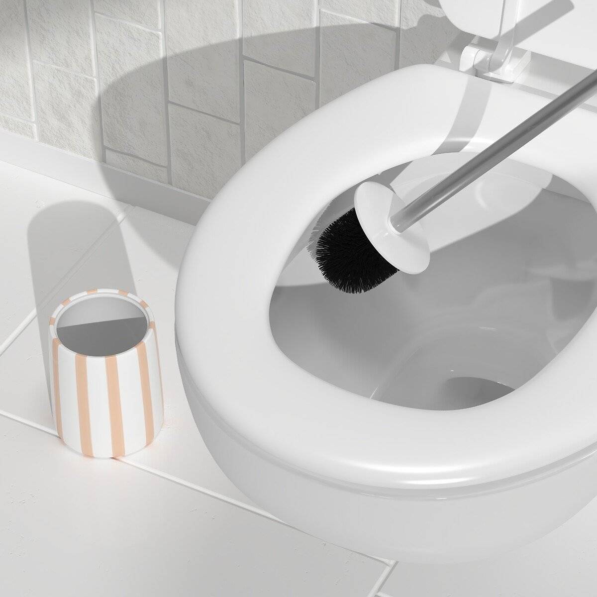 Brosse wc Strio rayures rose