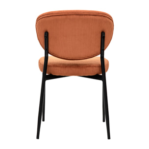 Chaises en tissu velours côtelé terre brûlée et métal noir (lot de 2) BREKA