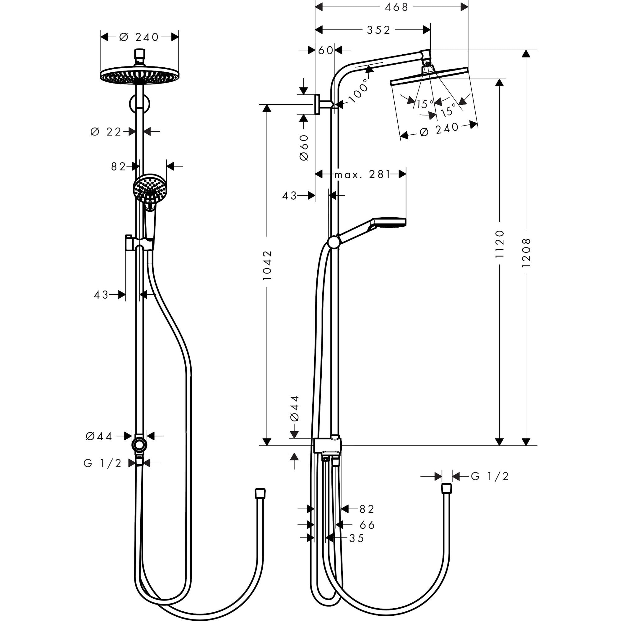 Colonne de douche 240 Reno EcoSmart chromé Crometta S