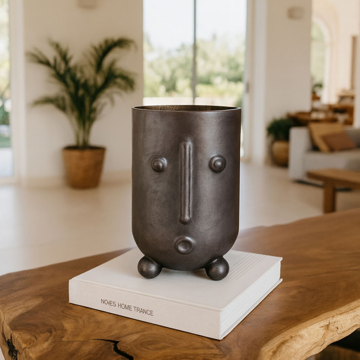 Vase en forme de visage en verre soufflé h24cm OLAV