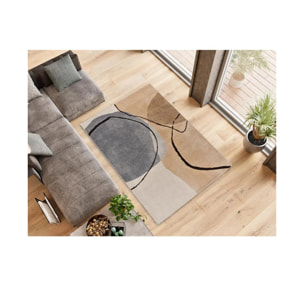 LESSIA Alfombra abstracta de pelo corto beige, varias medidas disponibles.