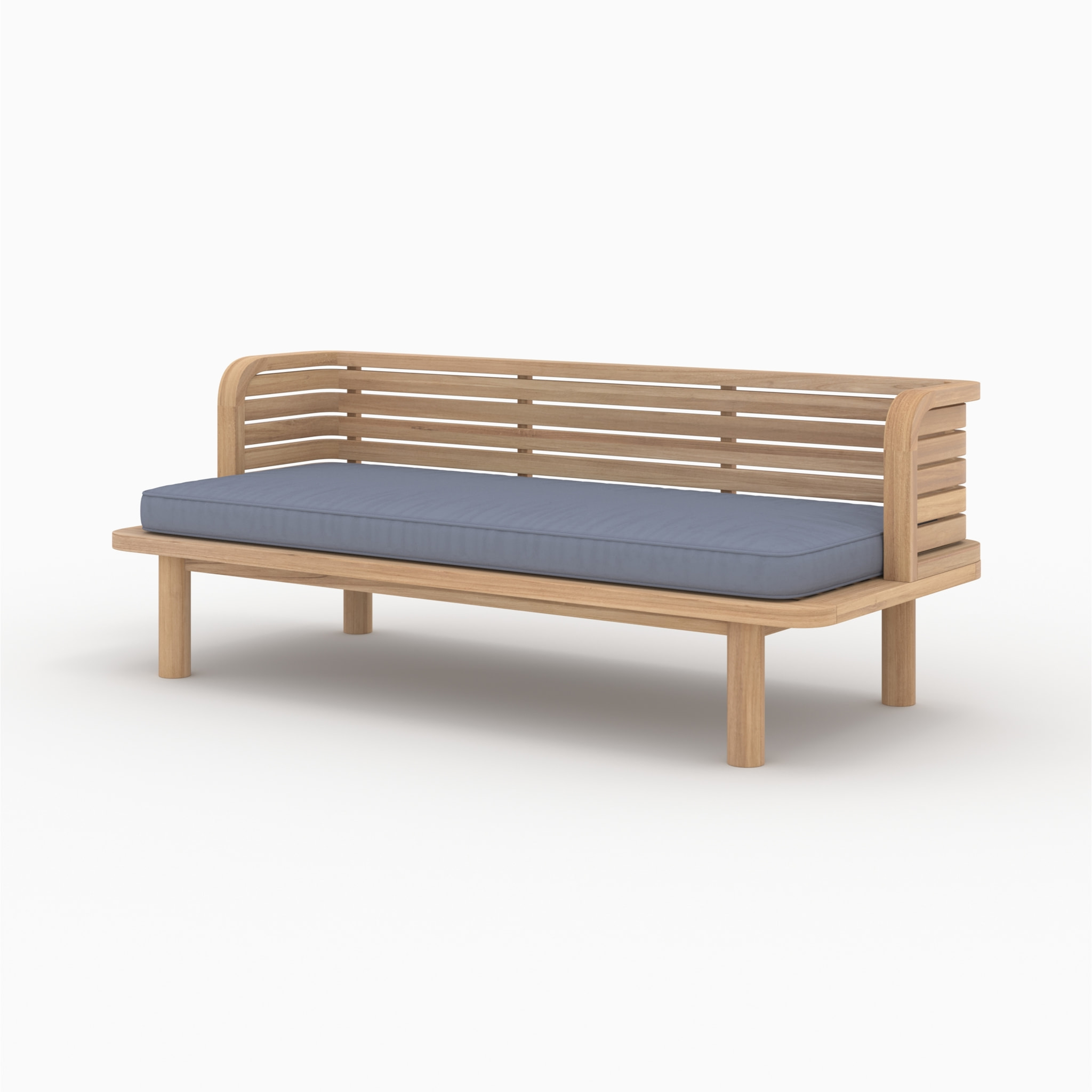 Banquette de jardin 2 places en teck et coussin gris - Kilda