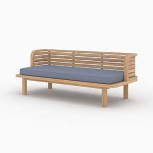 Banquette de jardin 2 places en teck et coussin gris - Kilda