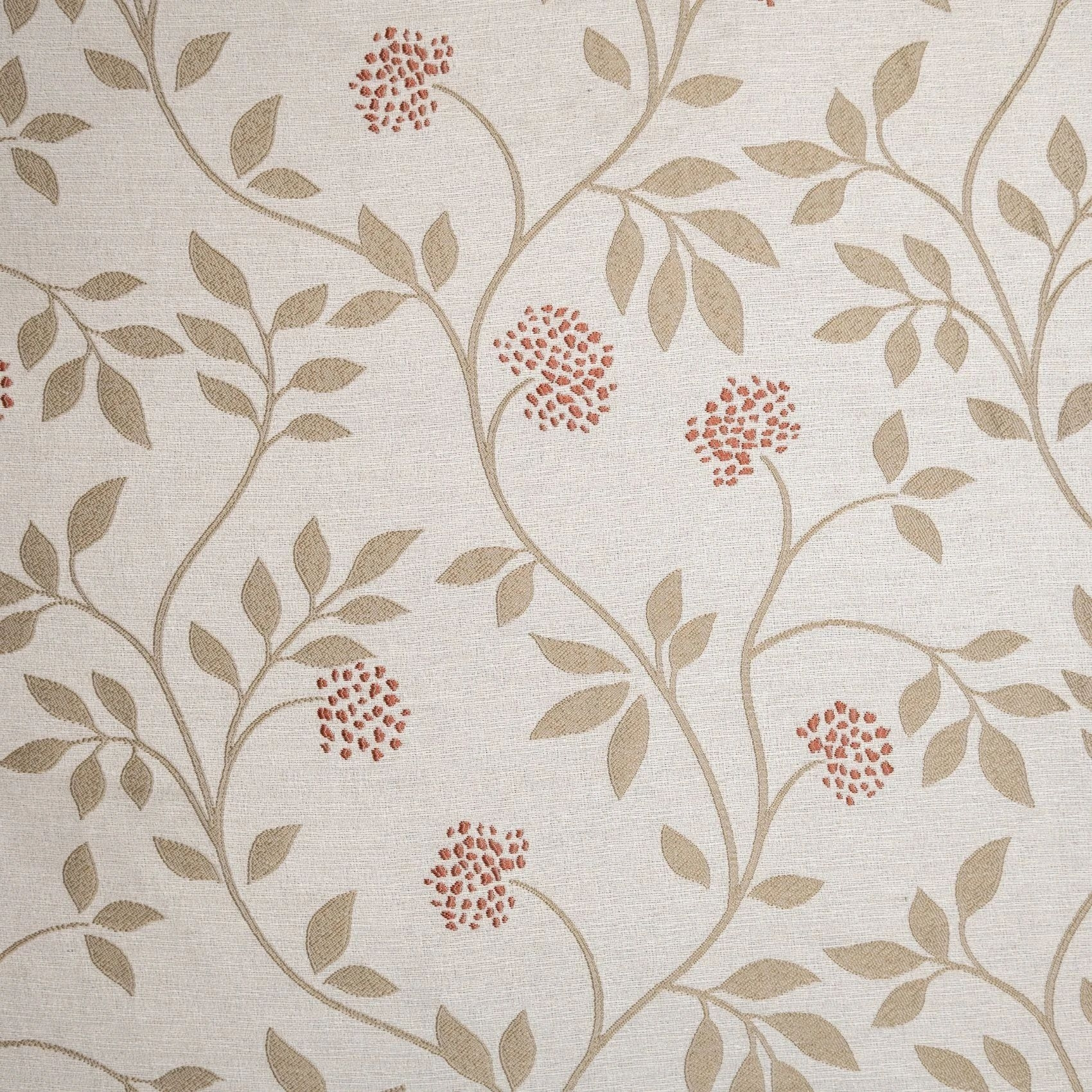 Rideau jacquard polycoton motifs végétaux - Beige
