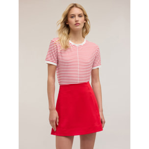 Motivi - T-shirt in cotone a righe - Rosso