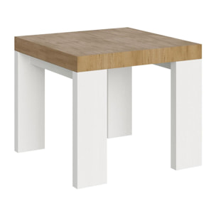 Table Roxell Mix Extensible dessus Chêne Nature structure Frêne Blanc 90x90 Allongée 246