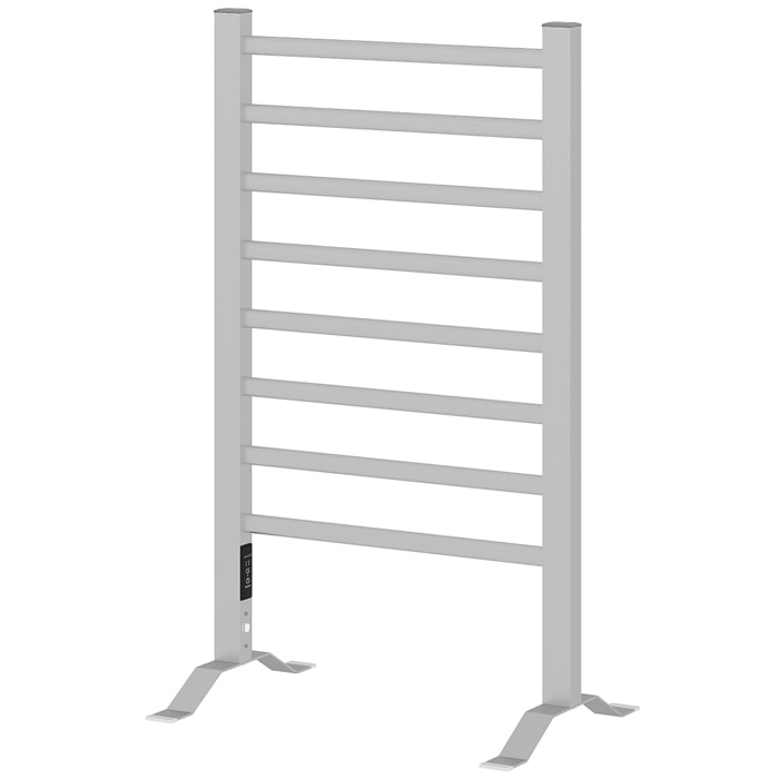 Toallero Eléctrico de Pared o Suelo 150â‚¬Â¯W Radiador Toallero Eléctrico de Aleación de Aluminio con Función de Temporizador y 8 Barras para Baño 53x35x90 cm Plata