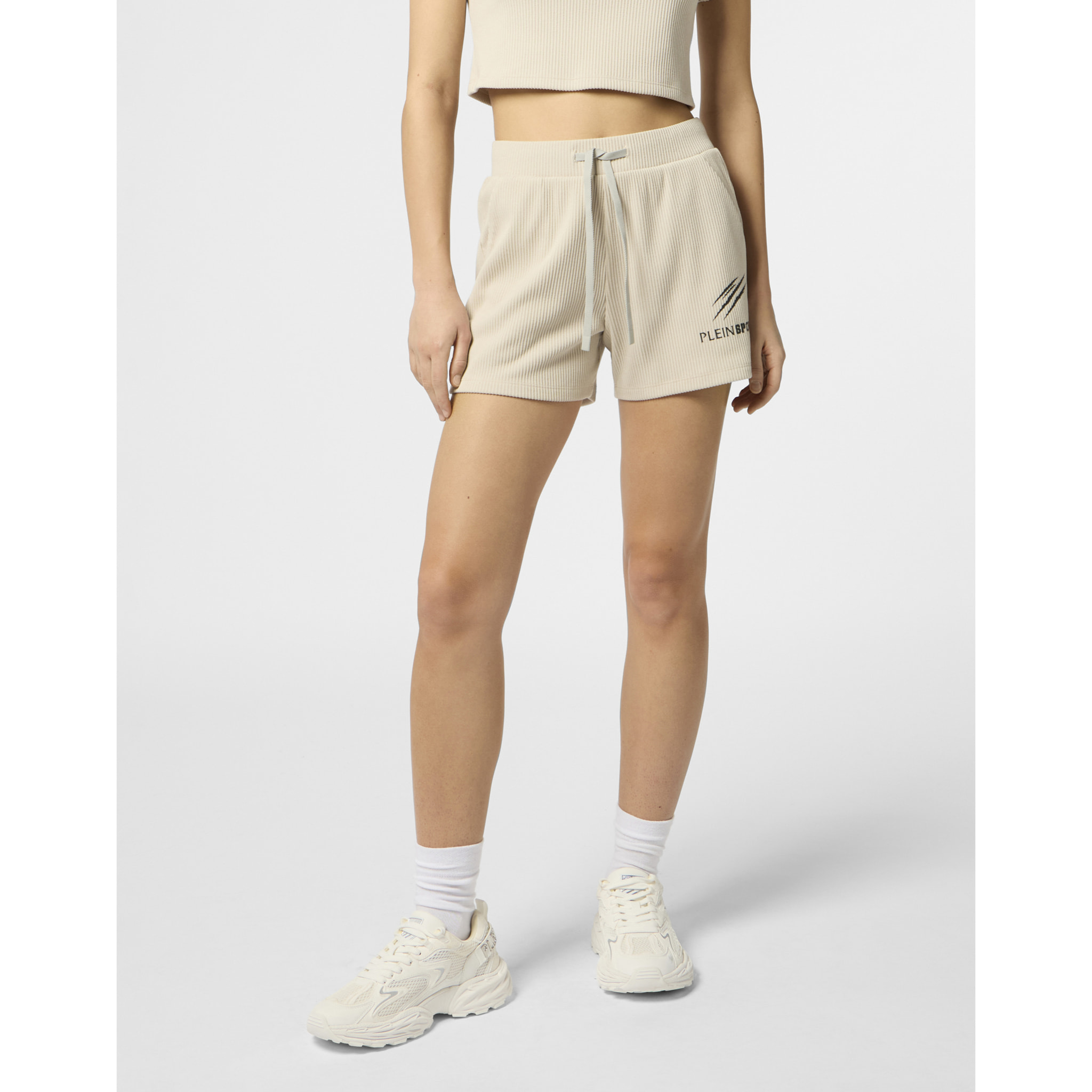 PLEIN SPORT Ribbed Loose Fit Shorts Scratch