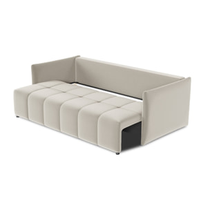 Petra - canapé 3 places convertible avec coffre - en velours - Beige