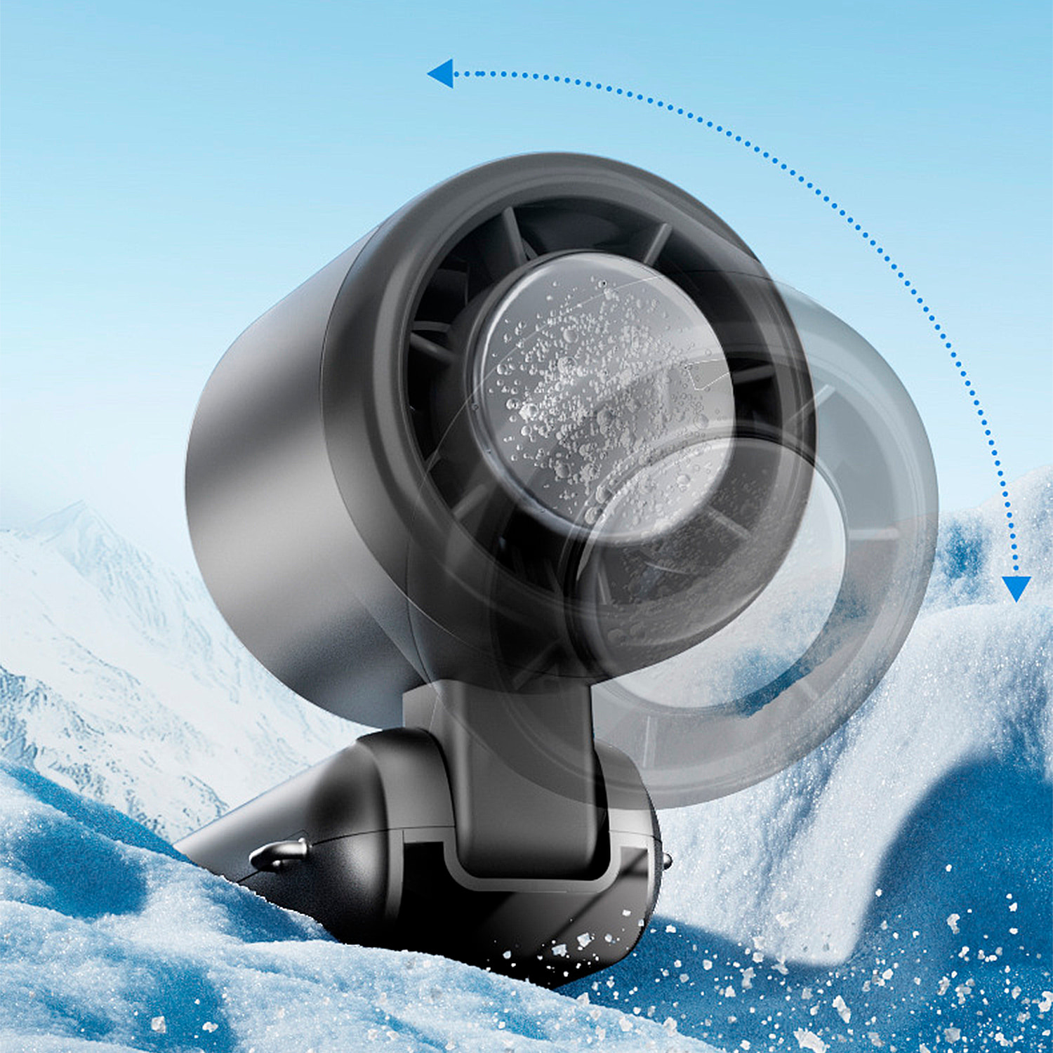 Mini ventaglio portatile ricaricabile con 5 velocità principali e pannello di raffreddamento.