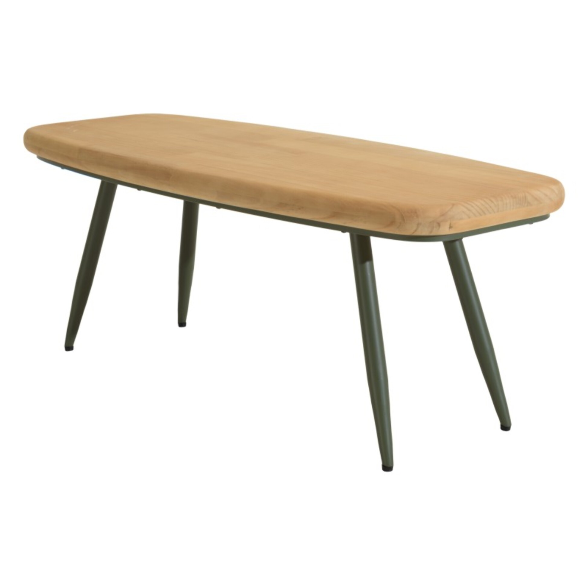 HELENA - Table basse PM plateau en pin pieds scandinaves métal vert