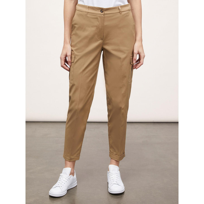 Motivi - Pantalones cargo con pinza planchada - Beige