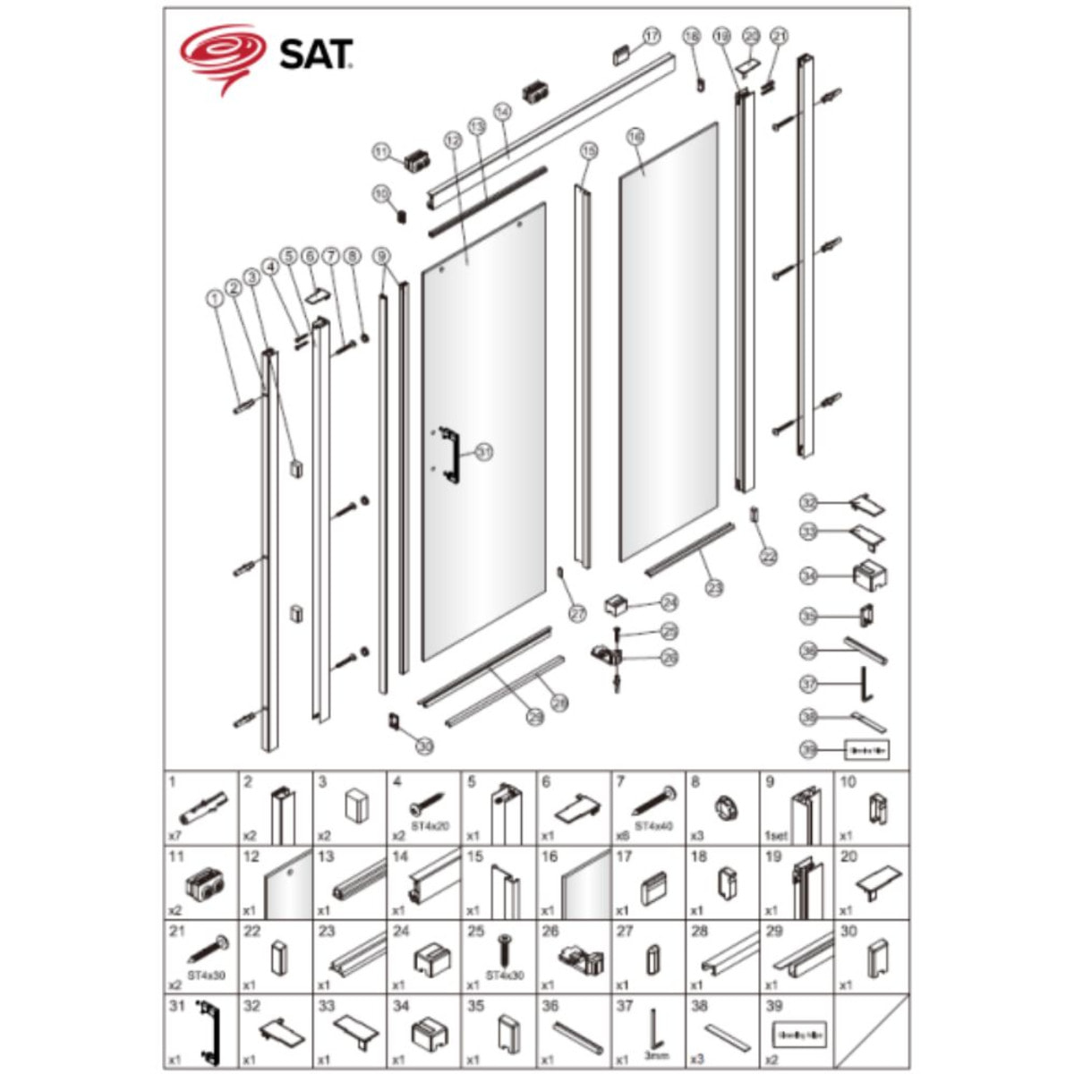 Piece 30-35 pour porte SATTEXDBB120CRT