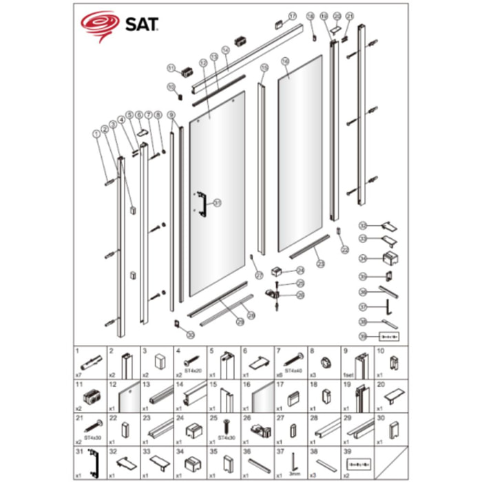 Piece 30-35 pour porte SATTEXDBB120CRT
