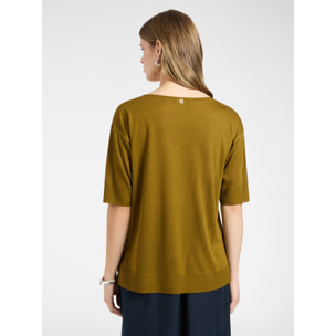 Elena Mirò - T-shirt in filato misto lyocell - Verde militare