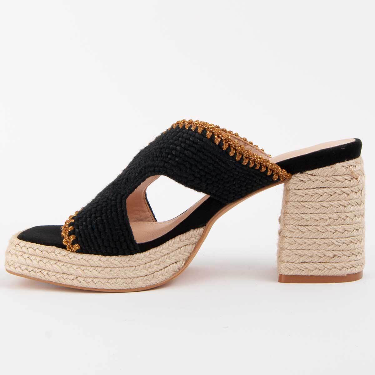 Sandalia De Tacón - Negro - Altura: 10 Cm