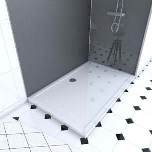 Pack Douche a l'Italienne 90x120 - Kit Panneaux Muraux Gris/Chrome + Receveur + Paroi 8 mm