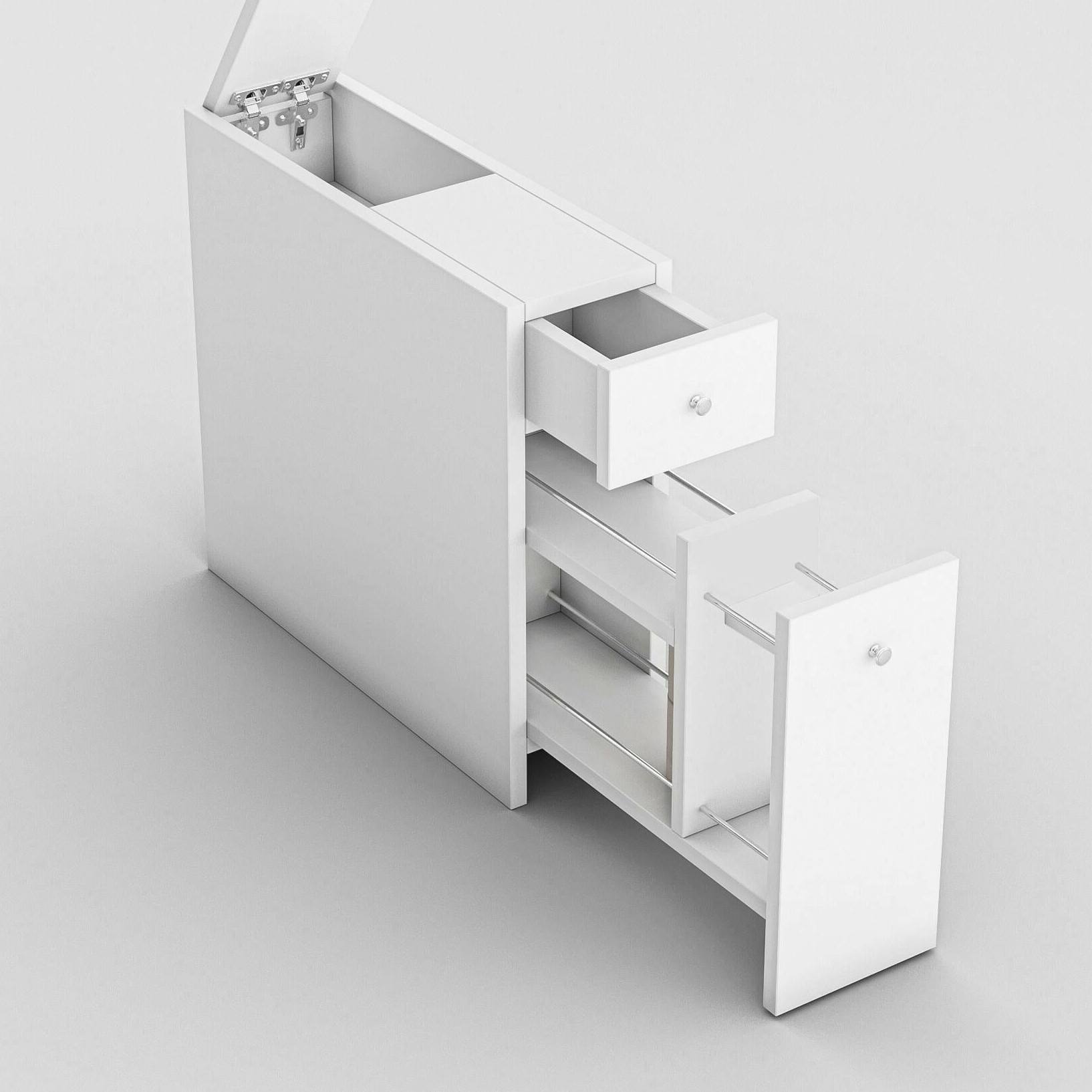 Mobile sottolavabo Isidora, Mobiletto da bagno, Contenitore porta lavabo, Armadio per lavandino, 20x60h55 cm, Bianco